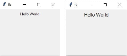 CodersLegacy changing font size in Tkinter comparison