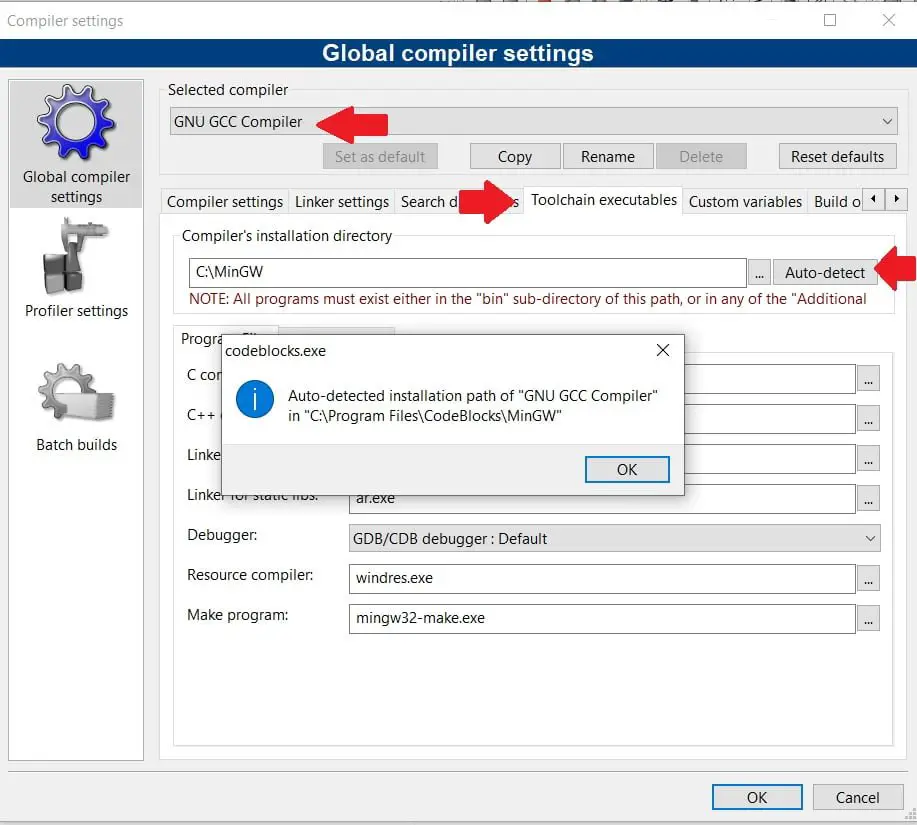 CodersLegacy CodeBlocks C++ Compiler detection