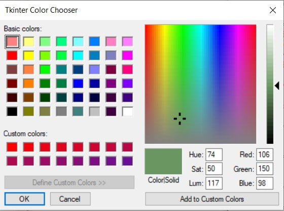 Tkinter Color Chooser