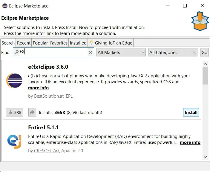 JavaFX - Eclipse Marketplace