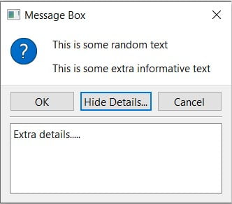 QMessageBox with Detail section