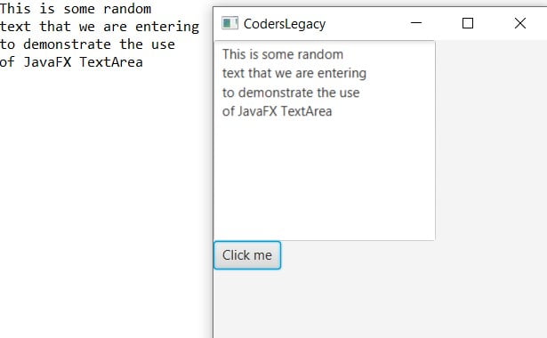 JavaFX TextArea - Retrieve text