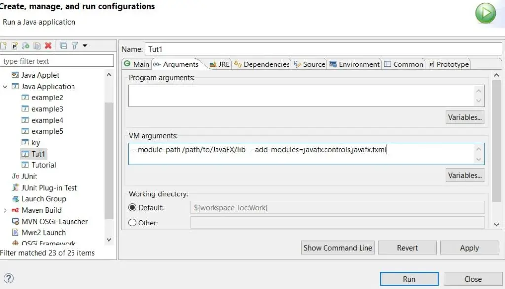 Adding JavaFX Arguments