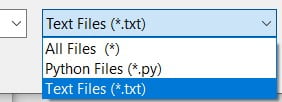 PyQt5 File Dialog All Files * *.txt *.py