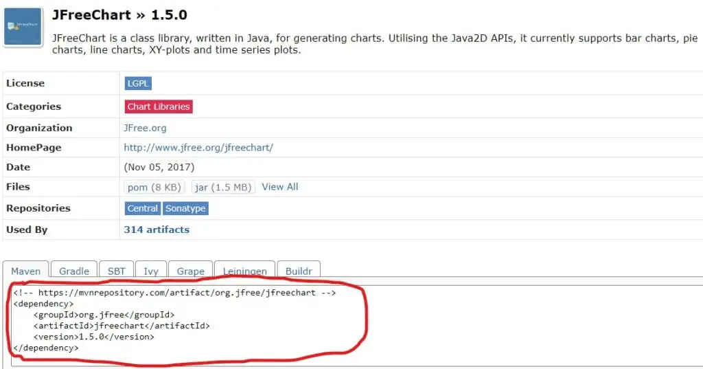 JFreeChart Maven Repo
