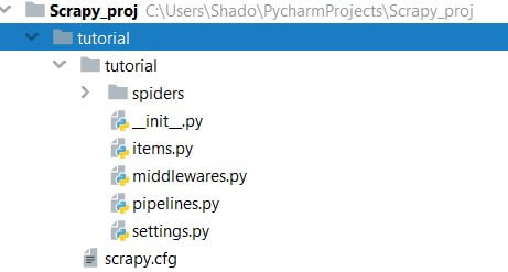 Scrapy project files