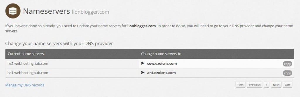 Ezoic setup Nameservers for your site