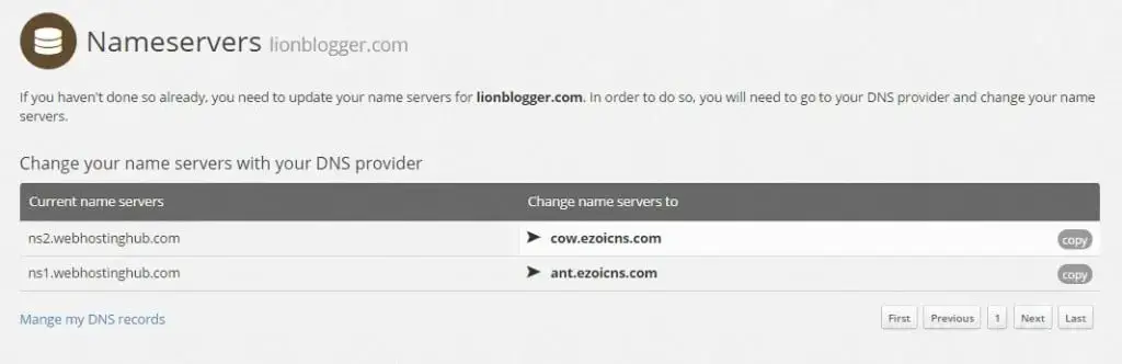 Ezoic configure des serveurs de noms pour votre site
