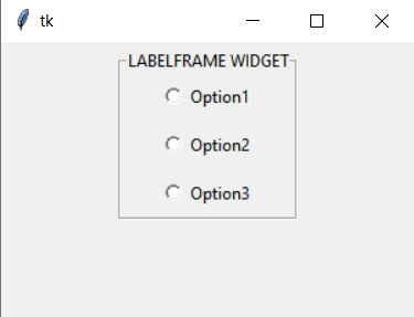 Tkinter LabelFrame with RadioButtons Example