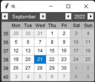 Python tkCalendar – 创建日期选择器日历