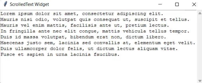 Tkinter ScrolledText Widget