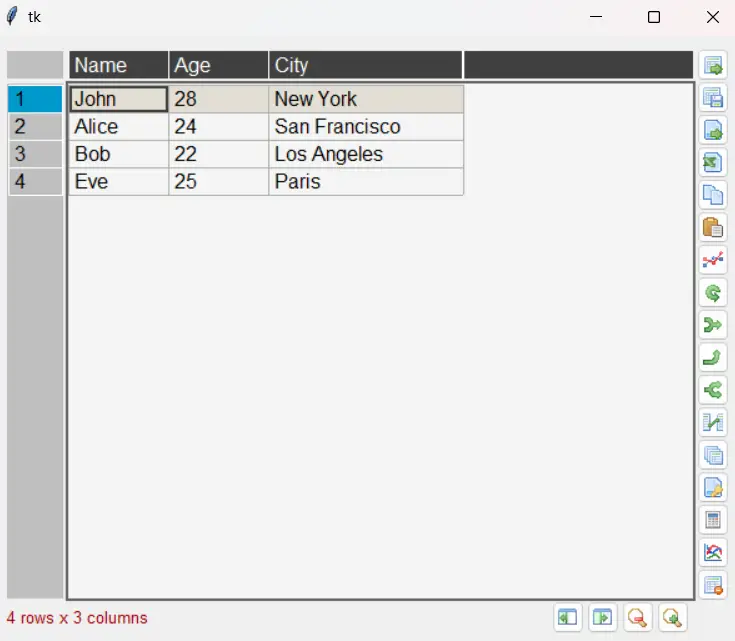 Exploring Data Tables in Tkinter with PandasTable